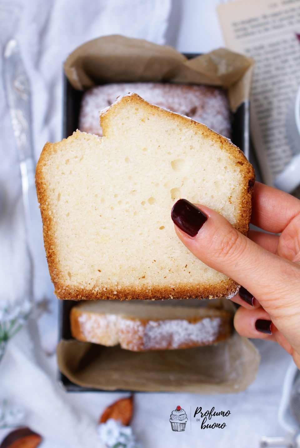 Plumcake vegan senza glutine con zucchero a velo