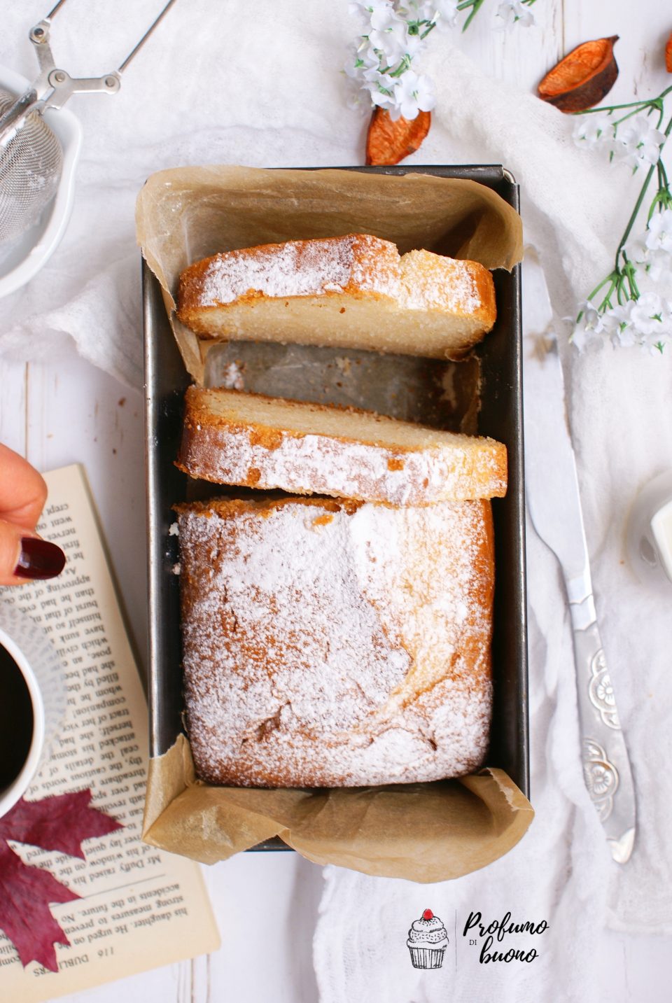 Plumcake vegan senza glutine con zucchero a velo